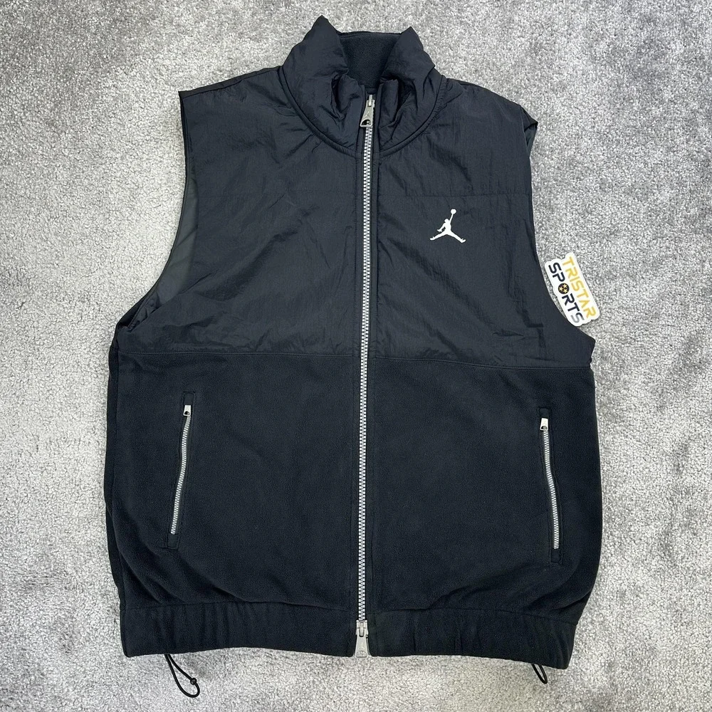 Jordan Essentials Vest Mens Small Black Fleece Full Zip Pockets Nike Air Jumpman